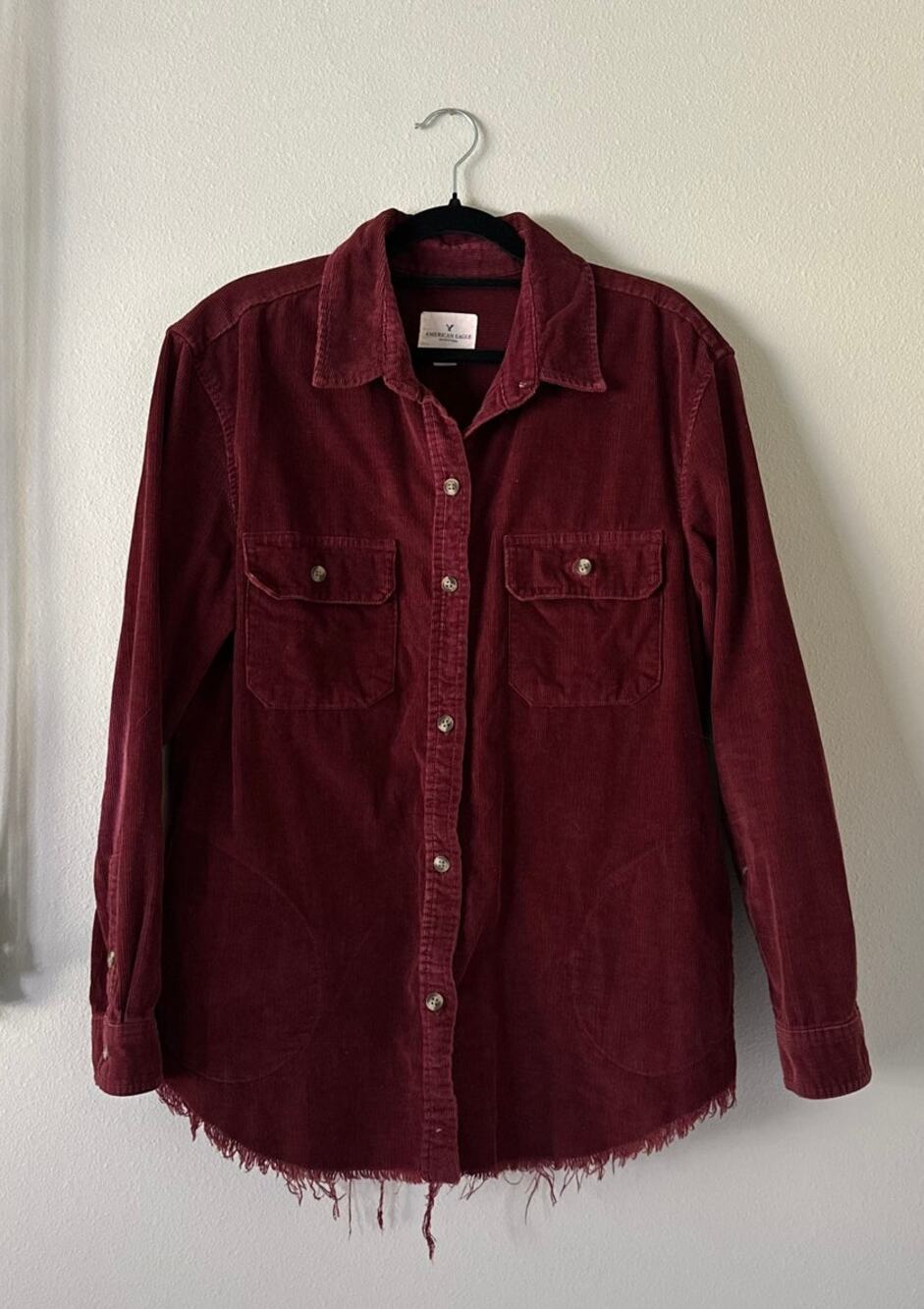 AMERICAN EAGLE OUTFITTERS Corduroy Long Sleeve Embroidered Shirt Size S